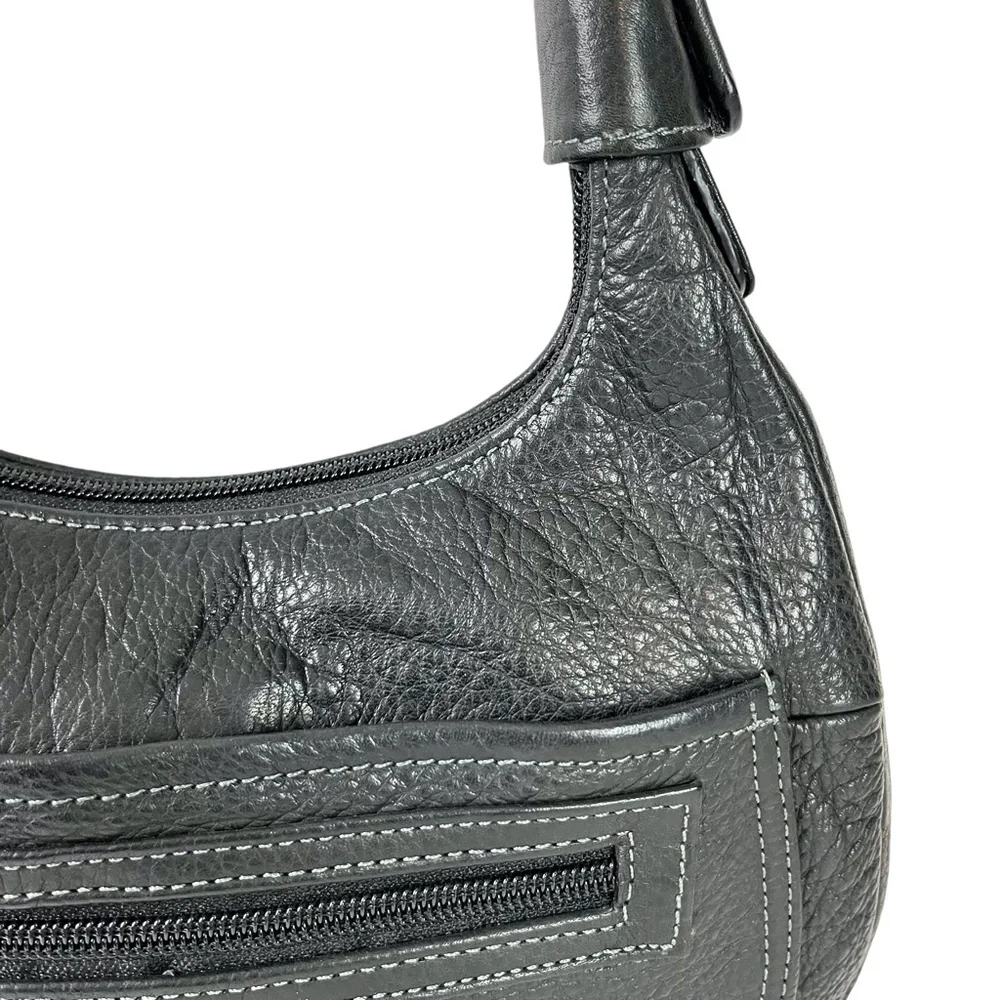 Tignanello Black Genuine Leather Hobo Handbag Shoulder Bag Purse Tote Satchel